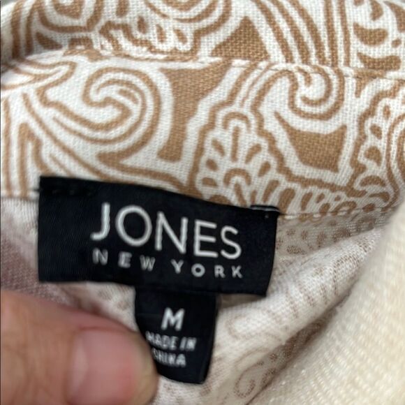 Jones New York Beige and White Paisley Linen Blend NWOT - Picture 2 of 10